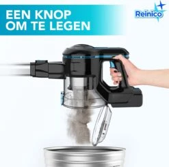 Reinico® - Stofzuiger - Vacuum Cleaner -12Kpa Krachtige Zuigstokstofzuiger - 6 In 1 Snoerloze Steelstofzuiger - 2200mAh Batterij - 440*330*190mm - Handheld - Zwart - EU-stekker -Leifheit Store 1200x1190 9