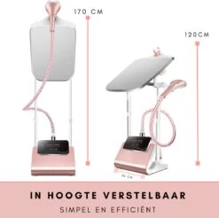 Niceey Kledingstomer - Incl. Strijkplank - Met 6 Standen - Krachtig Stomen - Steamer - 1800Watt - 2,5L Watercapaciteit - Wit/Roze -Leifheit Store 1200x1193 27