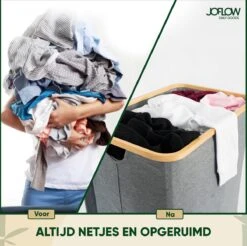 JoFlow® Wasmand Met Wassorteerder En Deksel | Wasbox Met 3 Vakken | Bamboe | 120L 14 JoFlow® Wasmand Met Wassorteerder En Deksel | Wasbox Met 3 Vakken | Bamboe | 120L -Leifheit Store 1200x1193 4