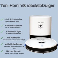 TONIHOMI® V8 - Robotstofzuiger Met Dweilfunctie - Automatisch Legen - Automatisch Opladen - LDS Laser Navigatie - Wit -Leifheit Store 1200x1194 13