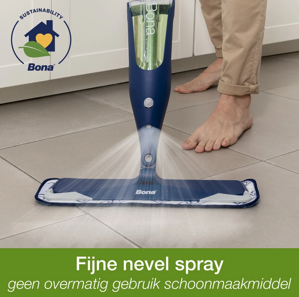 Bona Premium Spray Mop - Alles-in-1 Dweilsysteem - Vloerwisser Inclusief Harde Vloer, Tegel/ Laminaat Reiniger & Microvezel Reinigingspad - Streeploos - Sneldrogend 8 Bona Premium Spray Mop - Alles-in-1 Dweilsysteem - Vloerwisser Inclusief Harde Vloer, Tegel/ Laminaat Reiniger & Microvezel Reinigingspad - Streeploos - Sneldrogend - Afbeelding 8