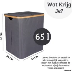 Mmoods Wasmand Katoen 2 Vakken 65 Liter - Wassorteerder Met Deksel Bamboe - Wasbox Badkamer Met Handvaten Grijs 11 Mmoods Wasmand Katoen 2 Vakken 65 Liter - Wassorteerder Met Deksel Bamboe - Wasbox Badkamer Met Handvaten Grijs -Leifheit Store 1200x1195 30