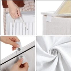 Songmics Wasmand 100 L, Bamboe Wasmand, Wasmand Met Handvaten, Deksel Met Clips, Opvouwbaar, Waszak Verwijderbaar, Wit LCB071W01 8 Songmics Wasmand 100 L, Bamboe Wasmand, Wasmand Met Handvaten, Deksel Met Clips, Opvouwbaar, Waszak Verwijderbaar, Wit LCB071W01 -Leifheit Store 1200x1196 10