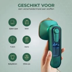 Stomer Kleding - Luxe Reis Strijkijzer - Inklapbaar - 8,4x11,5CM - Travel Strijkijzer – Strijkijzer Vakantie – Reisstrijkijzer Klein Strijkijzer - Steamer - Groen - -Leifheit Store 1200x1196 27