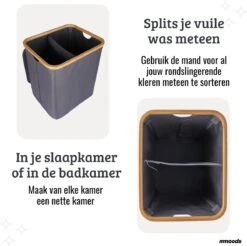 Mmoods Wasmand Katoen 2 Vakken 65 Liter - Wassorteerder Met Deksel Bamboe - Wasbox Badkamer Met Handvaten Grijs 8 Mmoods Wasmand Katoen 2 Vakken 65 Liter - Wassorteerder Met Deksel Bamboe - Wasbox Badkamer Met Handvaten Grijs -Leifheit Store 1200x1196 8