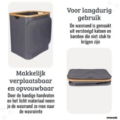 Mmoods Wasmand Katoen 2 Vakken 65 Liter - Wassorteerder Met Deksel Bamboe - Wasbox Badkamer Met Handvaten Grijs 9 Mmoods Wasmand Katoen 2 Vakken 65 Liter - Wassorteerder Met Deksel Bamboe - Wasbox Badkamer Met Handvaten Grijs -Leifheit Store 1200x1196 9