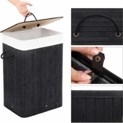 Wasmand Met Deksel 60 L - Bamboe - Zwart -Leifheit Store 1200x1198 10