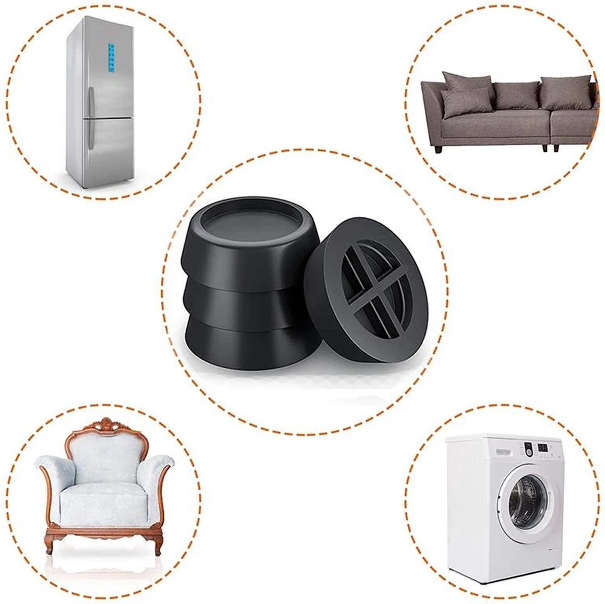 TIKKENS Trillingsdempers Wasmachine/Droogkast - Set Van 4 Stuks - Trillingsmat - Voetjes Droger - Demper - Anti Vibratie - Antislip Rubber - Zwart 3 TIKKENS Trillingsdempers Wasmachine/Droogkast - Set Van 4 Stuks - Trillingsmat - Voetjes Droger - Demper - Anti Vibratie - Antislip Rubber - Zwart - Afbeelding 3