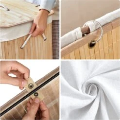 Merkloos Bamboe Wasmand Met Deksel, Katoenen Zak En Handvaten - 72L - Natuurlijk Bruin -Leifheit Store 1200x1199 3