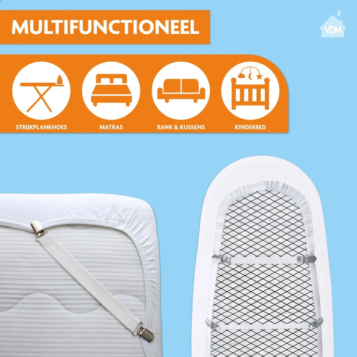 LaundrySpecialist Universele Lakenspanners - Set Van 4 Stuks - Multifunctioneel - Overtrekspanners Voor Jouw Strijkplankhoes 4 LaundrySpecialist Universele Lakenspanners - Set Van 4 Stuks - Multifunctioneel - Overtrekspanners Voor Jouw Strijkplankhoes - Afbeelding 4