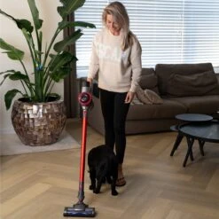 Infinity Goods Steelstofzuiger - Draadloos - 4-in-1 - Kruimelzuiger - Inclusief Accu En Oplader - 6500 PA Zuigkracht - Zonder Zak - Rood/Grijs -Leifheit Store 1200x1200 1106