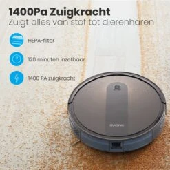Auronic Robotstofzuiger - WiFi En App - 1400Pa - Automatisch Laadstation - Dubbel Filtersysteem - Zwart -Leifheit Store 1200x1200 1208