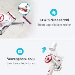 CleanDays® Snoerloze Stofzuiger V12 Steelstofzuiger - Met Kruimelzuiger - Turbostand - LED Verlichting - Sterke Zuigkracht - Draadloos Zonder Zak 4 In 1! Inclusief Muurbeugel -Leifheit Store 1200x1200 1286