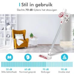 CleanDays® Snoerloze Stofzuiger V12 Steelstofzuiger - Met Kruimelzuiger - Turbostand - LED Verlichting - Sterke Zuigkracht - Draadloos Zonder Zak 4 In 1! Inclusief Muurbeugel -Leifheit Store 1200x1200 1290