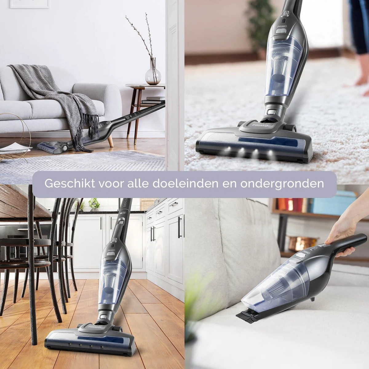 PRIMO PR506SV Stofzuiger Zonder Zak - 2-in-1 Steelstofzuiger Draadloos - Kruimelzuiger - HEPA Filter - Zilver 2 PRIMO PR506SV Stofzuiger Zonder Zak - 2-in-1 Steelstofzuiger Draadloos - Kruimelzuiger - HEPA Filter - Zilver - Afbeelding 2