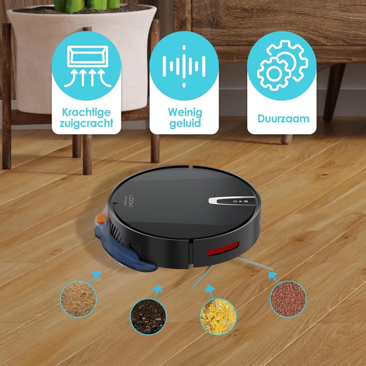 Looki 3-in-1 Robotstofzuiger Met Dweilfunctie - Automatisch - Met Laadstation - Draadloze Robot Stofzuiger - 45DB - Zwart 10 Looki 3-in-1 Robotstofzuiger Met Dweilfunctie - Automatisch - Met Laadstation - Draadloze Robot Stofzuiger - 45DB - Zwart - Afbeelding 10