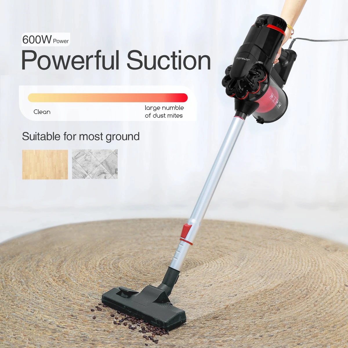 Aigostar Cyclone 33YAT - Steelstofzuiger - 3-in-1 - Met Snoer - 600W - Stofzuiger Zonder Zak - 5 Meter Kabel- Rood/zwart 9 Aigostar Cyclone 33YAT - Steelstofzuiger - 3-in-1 - Met Snoer - 600W - Stofzuiger Zonder Zak - 5 Meter Kabel- Rood/zwart - Afbeelding 9