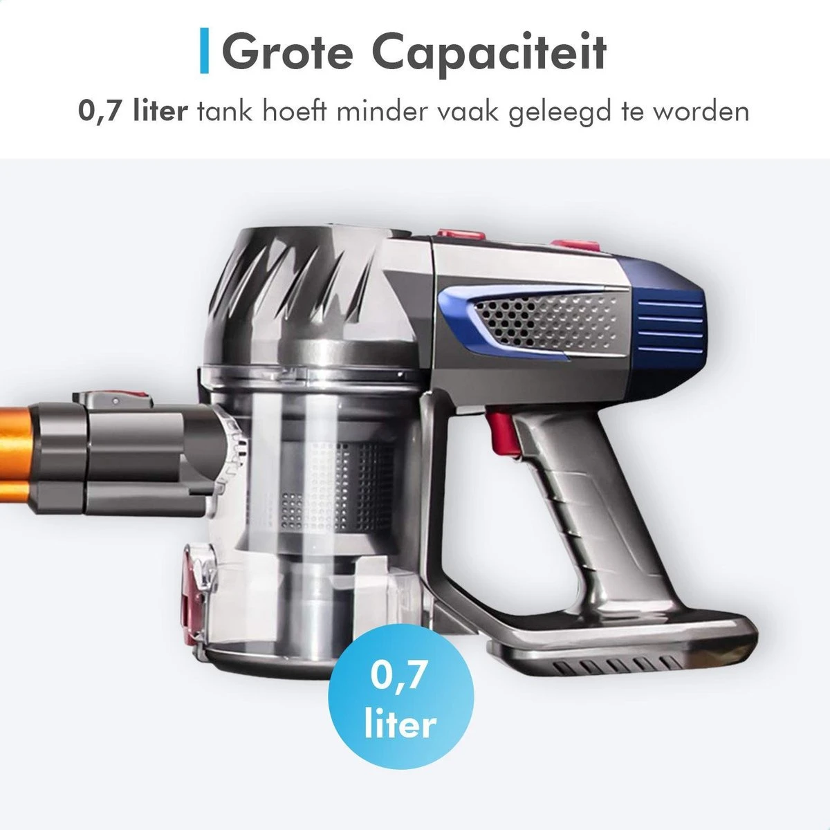 Trendwares® Snoerloze Steelstofzuiger – Handstofzuiger Met Steel – Draadloze Stofzuiger & Kruimelzuiger - 150W - Oranje/Grijs 4 Trendwares® Snoerloze Steelstofzuiger – Handstofzuiger Met Steel – Draadloze Stofzuiger & Kruimelzuiger - 150W - Oranje/Grijs - Afbeelding 4