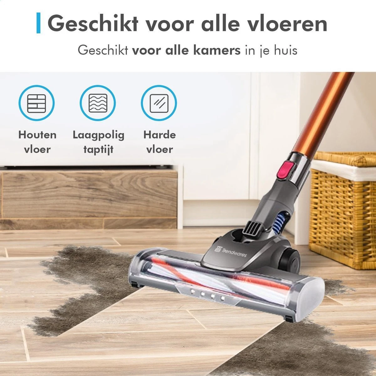 Trendwares® Snoerloze Steelstofzuiger – Handstofzuiger Met Steel – Draadloze Stofzuiger & Kruimelzuiger - 150W - Oranje/Grijs 6 Trendwares® Snoerloze Steelstofzuiger – Handstofzuiger Met Steel – Draadloze Stofzuiger & Kruimelzuiger - 150W - Oranje/Grijs - Afbeelding 6