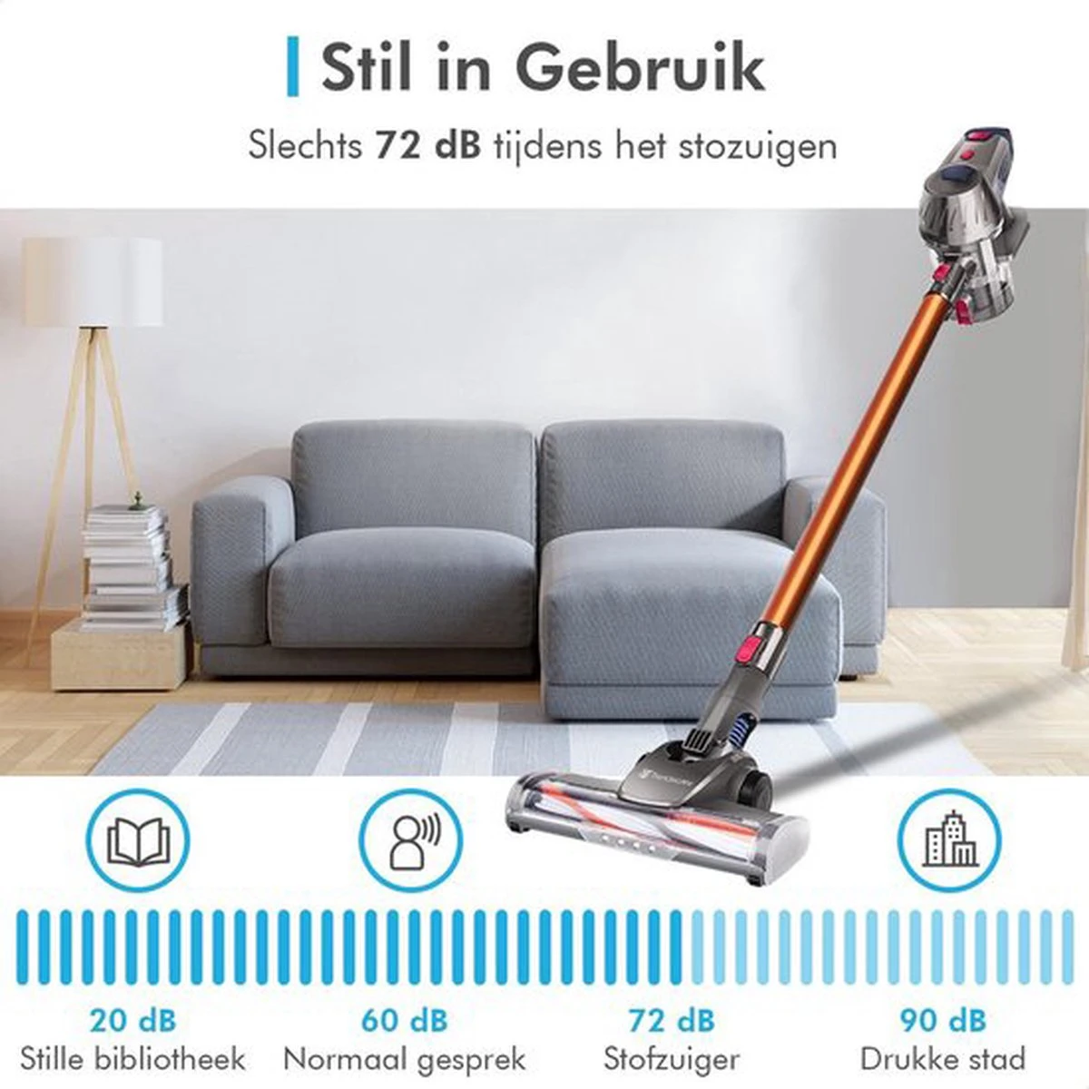 Trendwares® Snoerloze Steelstofzuiger – Handstofzuiger Met Steel – Draadloze Stofzuiger & Kruimelzuiger - 150W - Oranje/Grijs 9 Trendwares® Snoerloze Steelstofzuiger – Handstofzuiger Met Steel – Draadloze Stofzuiger & Kruimelzuiger - 150W - Oranje/Grijs - Afbeelding 9