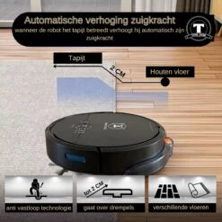 TONIHOMI® D2-001 - Robotstofzuiger Met Dweilfunctie - Automatisch Opladen - Perfect Voor Huisdieren - Mat Zwart -Leifheit Store 1200x1200 1552