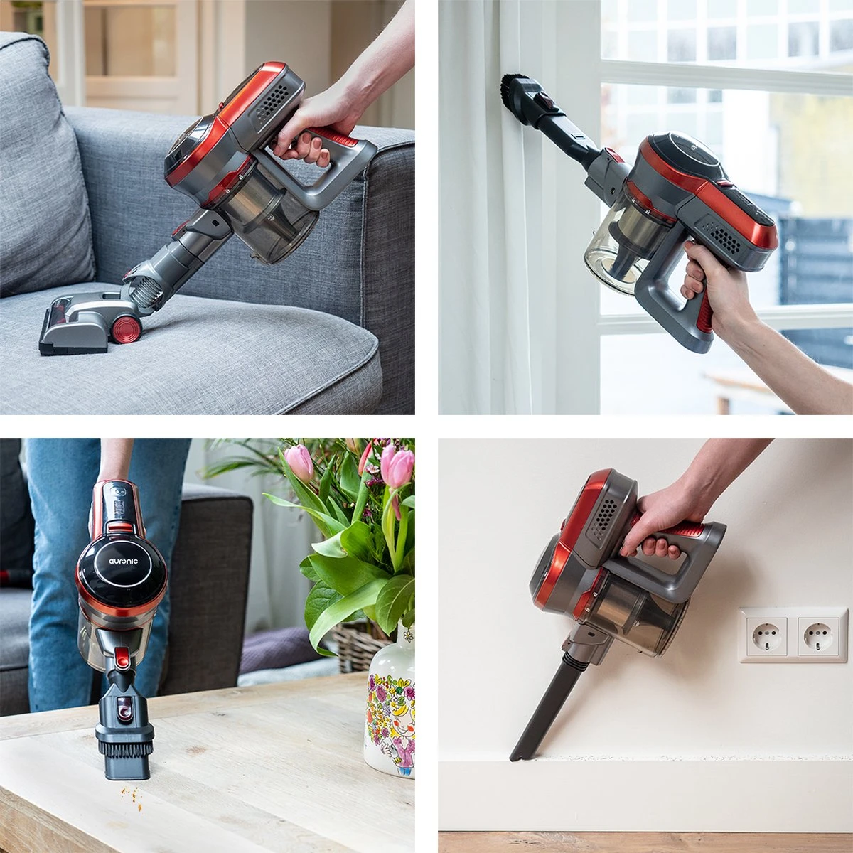 Auronic Steelstofzuiger - Draadloos - 4-in-1 - Op Batterij - 160W - Rood/Grijs 8 Auronic Steelstofzuiger - Draadloos - 4-in-1 - Op Batterij - 160W - Rood/Grijs - Afbeelding 8