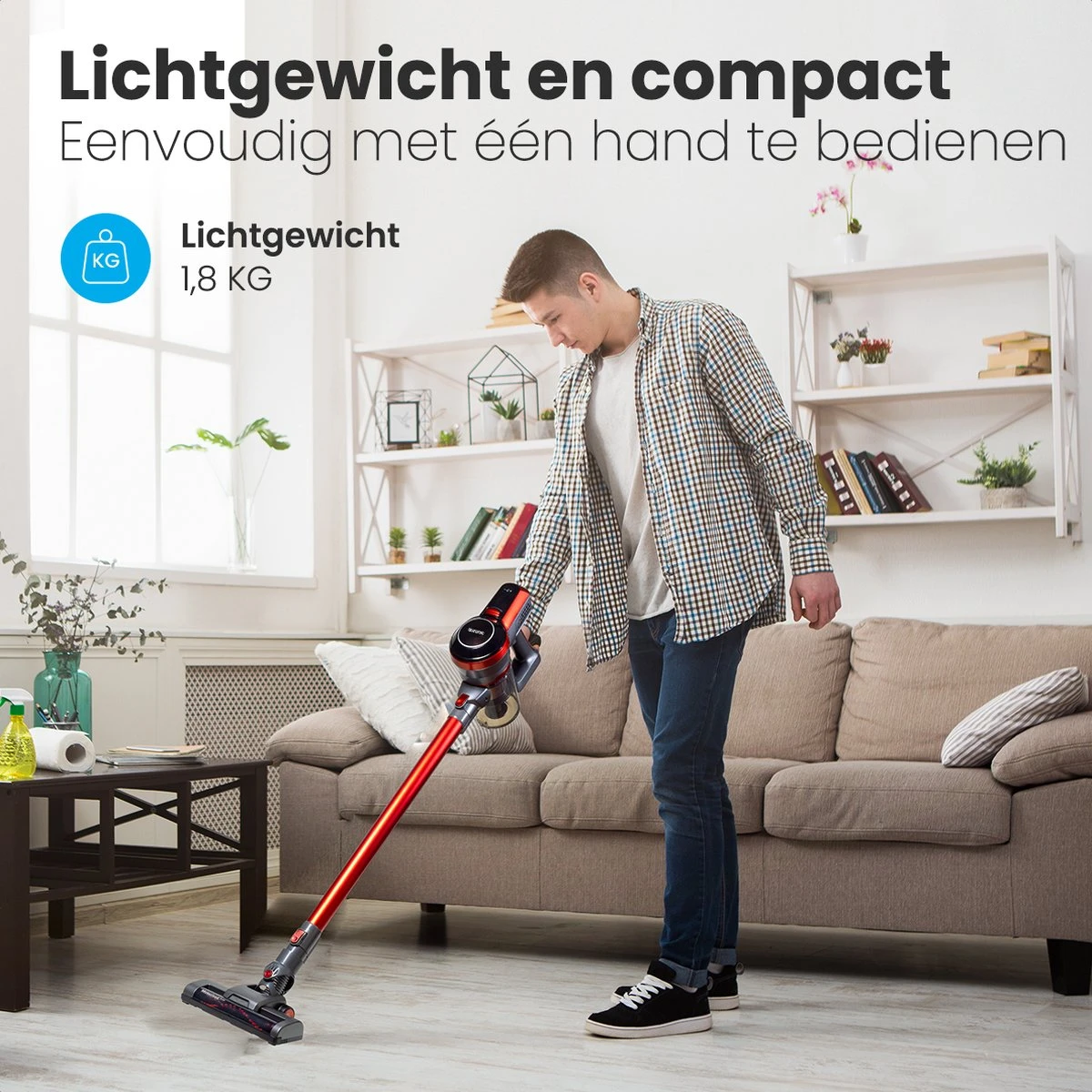 Auronic Steelstofzuiger - Draadloos - 4-in-1 - Op Batterij - 160W - Rood/Grijs 9 Auronic Steelstofzuiger - Draadloos - 4-in-1 - Op Batterij - 160W - Rood/Grijs - Afbeelding 9