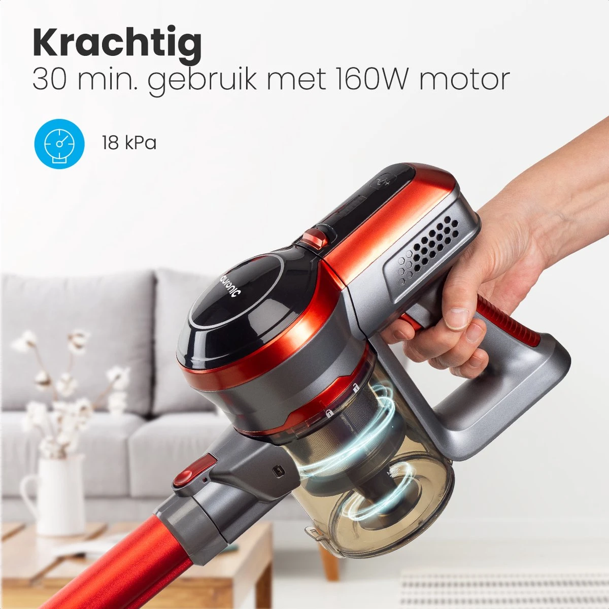 Auronic Steelstofzuiger - Draadloos - 4-in-1 - Op Batterij - 160W - Rood/Grijs 11 Auronic Steelstofzuiger - Draadloos - 4-in-1 - Op Batterij - 160W - Rood/Grijs - Afbeelding 11