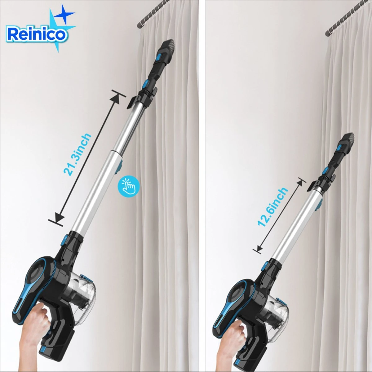 Reinico® - Stofzuiger - Vacuum Cleaner -12Kpa Krachtige Zuigstokstofzuiger - 6 In 1 Snoerloze Steelstofzuiger - 2200mAh Batterij - 440*330*190mm - Handheld - Zwart - EU-stekker 3 Reinico® - Stofzuiger - Vacuum Cleaner -12Kpa Krachtige Zuigstokstofzuiger - 6 In 1 Snoerloze Steelstofzuiger - 2200mAh Batterij - 440*330*190mm - Handheld - Zwart - EU-stekker - Afbeelding 3