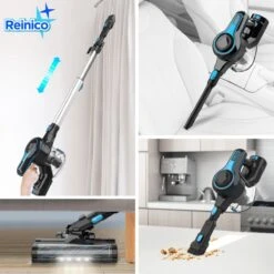 Reinico® - Stofzuiger - Vacuum Cleaner -12Kpa Krachtige Zuigstokstofzuiger - 6 In 1 Snoerloze Steelstofzuiger - 2200mAh Batterij - 440*330*190mm - Handheld - Zwart - EU-stekker -Leifheit Store 1200x1200 1673