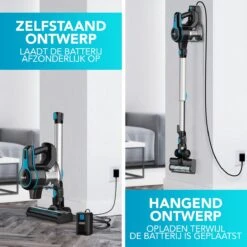 Reinico® - Stofzuiger - Vacuum Cleaner -12Kpa Krachtige Zuigstokstofzuiger - 6 In 1 Snoerloze Steelstofzuiger - 2200mAh Batterij - 440*330*190mm - Handheld - Zwart - EU-stekker -Leifheit Store 1200x1200 1674