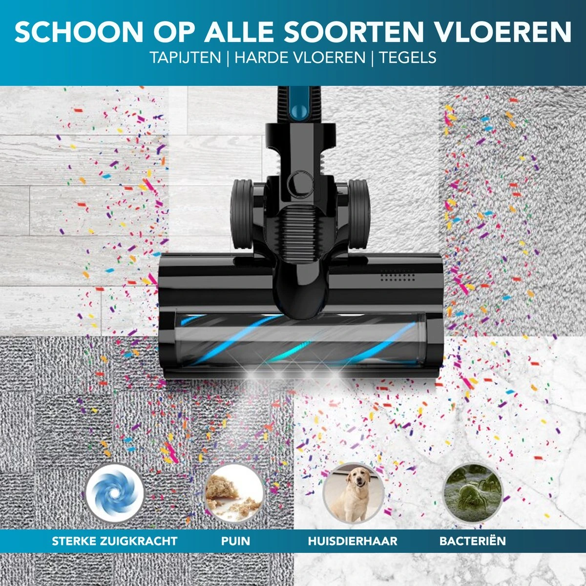 Reinico® - Stofzuiger - Vacuum Cleaner -12Kpa Krachtige Zuigstokstofzuiger - 6 In 1 Snoerloze Steelstofzuiger - 2200mAh Batterij - 440*330*190mm - Handheld - Zwart - EU-stekker 9 Reinico® - Stofzuiger - Vacuum Cleaner -12Kpa Krachtige Zuigstokstofzuiger - 6 In 1 Snoerloze Steelstofzuiger - 2200mAh Batterij - 440*330*190mm - Handheld - Zwart - EU-stekker - Afbeelding 9