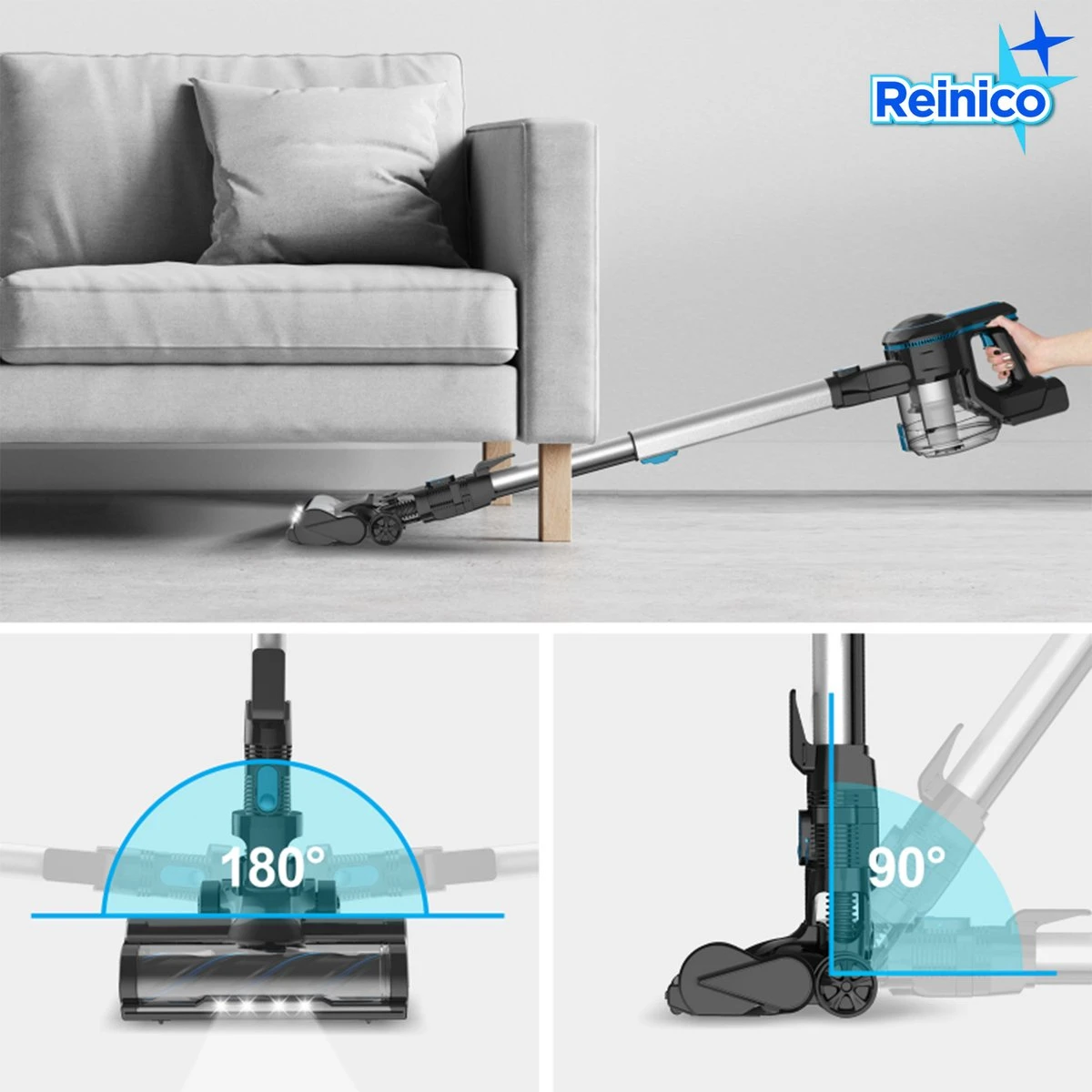 Reinico® - Stofzuiger - Vacuum Cleaner -12Kpa Krachtige Zuigstokstofzuiger - 6 In 1 Snoerloze Steelstofzuiger - 2200mAh Batterij - 440*330*190mm - Handheld - Zwart - EU-stekker 11 Reinico® - Stofzuiger - Vacuum Cleaner -12Kpa Krachtige Zuigstokstofzuiger - 6 In 1 Snoerloze Steelstofzuiger - 2200mAh Batterij - 440*330*190mm - Handheld - Zwart - EU-stekker - Afbeelding 11