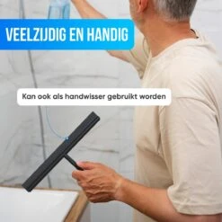 Avalo Vloertrekker Met Steel - Luxe Vloerwisser - Aluminium Water Trekker - Douche Wisser - Badkamer - Zwart - 136x40 CM -Leifheit Store 1200x1200 170