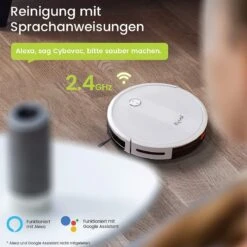 Kyvol Robotstofzuiger Cybovac E20 Wit, 2000Pa Wifi/Alexa/app, Automatische Zelfopladende Robotstofzuiger Met 150 Min Looptijd, Slanke, Stille Mini-reinigingsrobot Voor Huisdierenhaar, Harde Vloeren En Tapijten -Leifheit Store 1200x1200 1923
