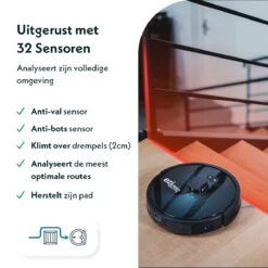 Eziclean Aqua-Connect X850 – Dweilrobot – Robotstofzuiger Met Dweilfunctie – Spraakbesturing – Lasertechnologie – Valdetectie – Plint- En Vloerdetectie – 240 Min Autonomie - 260m² - HEPA 13 Filter - 55dB -Leifheit Store 1200x1200 1948