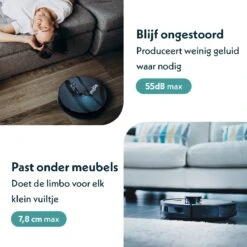 Eziclean Aqua-Connect X850 – Dweilrobot – Robotstofzuiger Met Dweilfunctie – Spraakbesturing – Lasertechnologie – Valdetectie – Plint- En Vloerdetectie – 240 Min Autonomie - 260m² - HEPA 13 Filter - 55dB -Leifheit Store 1200x1200 1949