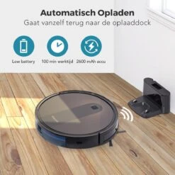 LifeGoods Robotstofzuiger - 1600Pa - Automatisch Laadstation - Dubbel Filtersysteem - Zwart -Leifheit Store 1200x1200 2055