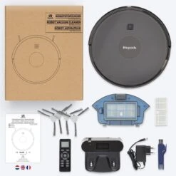 LifeGoods Robotstofzuiger - 1600Pa - Automatisch Laadstation - Dubbel Filtersysteem - Zwart -Leifheit Store 1200x1200 2058