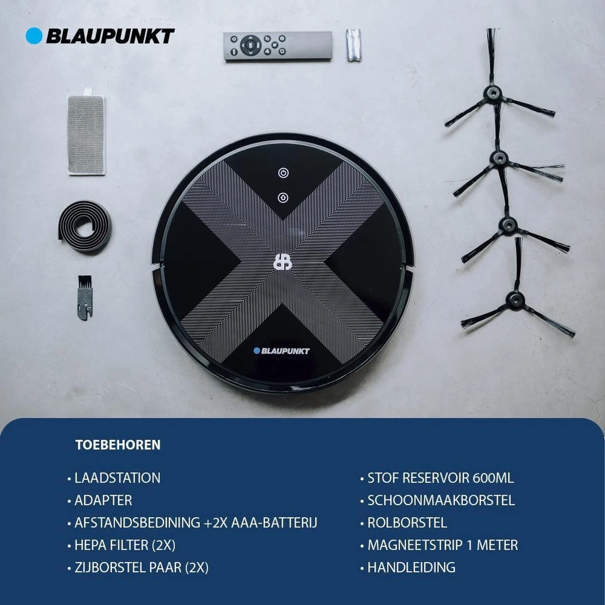 Blaupunkt Bluebot XVAC – Robotstofzuiger Met Laadstation - Optie Tot Dweilfunctie – Slimme Gyro Navigatie 11 Blaupunkt Bluebot XVAC – Robotstofzuiger Met Laadstation - Optie Tot Dweilfunctie – Slimme Gyro Navigatie - Afbeelding 11