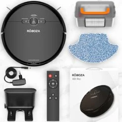 Roboza - X01 Pro - Robotstofzuiger Met Dweilfunctie - Stofzuiger - Laadstation - Robotstofzuigers - Dweilrobot - Zwart -Leifheit Store 1200x1200 2282