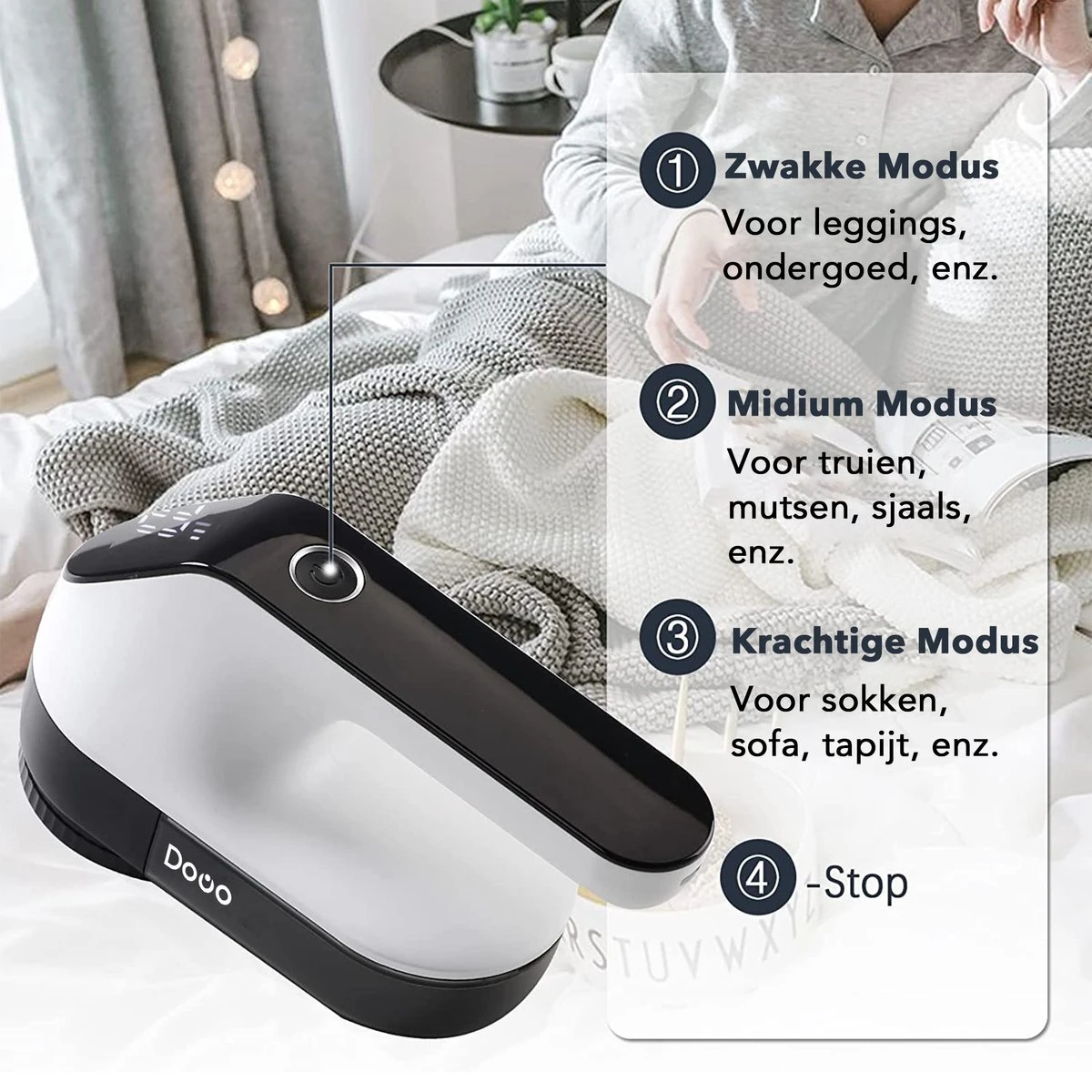 DOWO® - Elektrische Pluizenverwijderaar - Ontpluizer - Draadloos En Oplaadbaar - Pluizentondeuse - 3 Extra Opzetstukken - Zwart 9 DOWO® - Elektrische Pluizenverwijderaar - Ontpluizer - Draadloos En Oplaadbaar - Pluizentondeuse - 3 Extra Opzetstukken - Zwart - Afbeelding 9