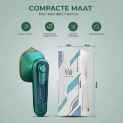 Stomer Kleding - Luxe Reis Strijkijzer - Inklapbaar - 8,4x11,5CM - Travel Strijkijzer – Strijkijzer Vakantie – Reisstrijkijzer Klein Strijkijzer - Steamer - Groen - -Leifheit Store 1200x1200 2318