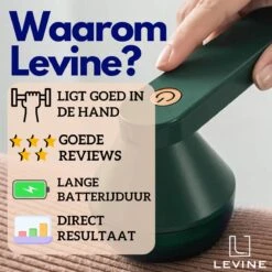 Levine Pluizenverwijderaar - Pluizentondeuse - Ontpluizer - Premium Lint Remover - Elektrisch - Oplaadbaar - Inclusief Oplader -Leifheit Store 1200x1200 2328