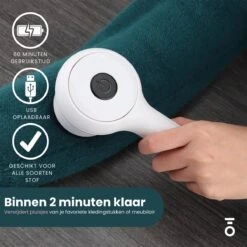 Bolide Oplaadbare Pluizenverwijderaar - Pluizentondeuse - Elektrische Kledingontpluizer Met Antistatische Pluizenborstel - Lintremover - Oplaadbaar - Pluizendief Wit -Leifheit Store 1200x1200 2379
