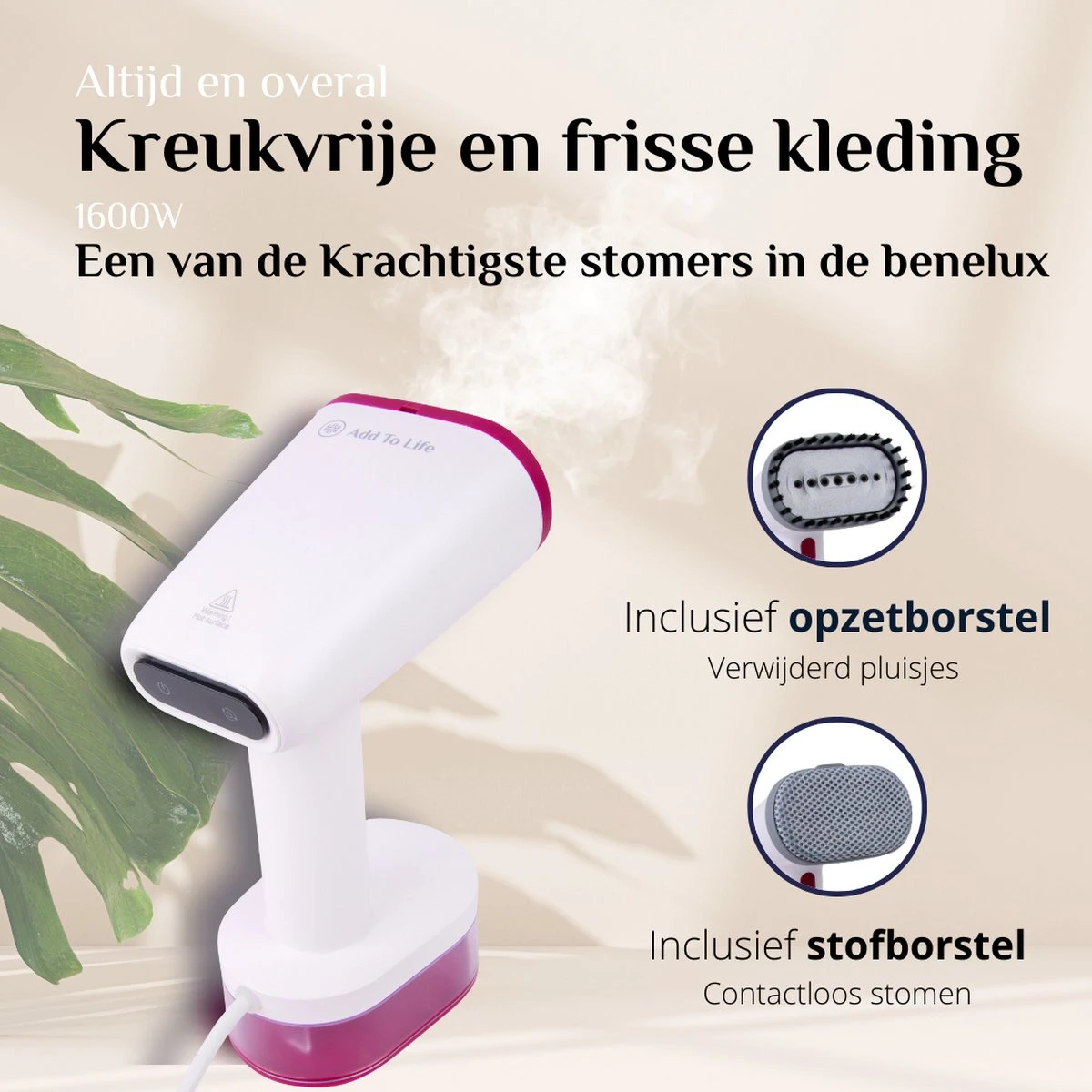 Add To Life E01Pro Kledingstomer – Stoomapparaat Kleding - Steamer – Stomer Kleding - Handstomer – Handstoomreiniger – Ingebouwd Reinigingssysteem - Inclusief Water Beschermende Reistas 3 Add To Life E01Pro Kledingstomer – Stoomapparaat Kleding - Steamer – Stomer Kleding - Handstomer – Handstoomreiniger – Ingebouwd Reinigingssysteem - Inclusief Water Beschermende Reistas - Afbeelding 3