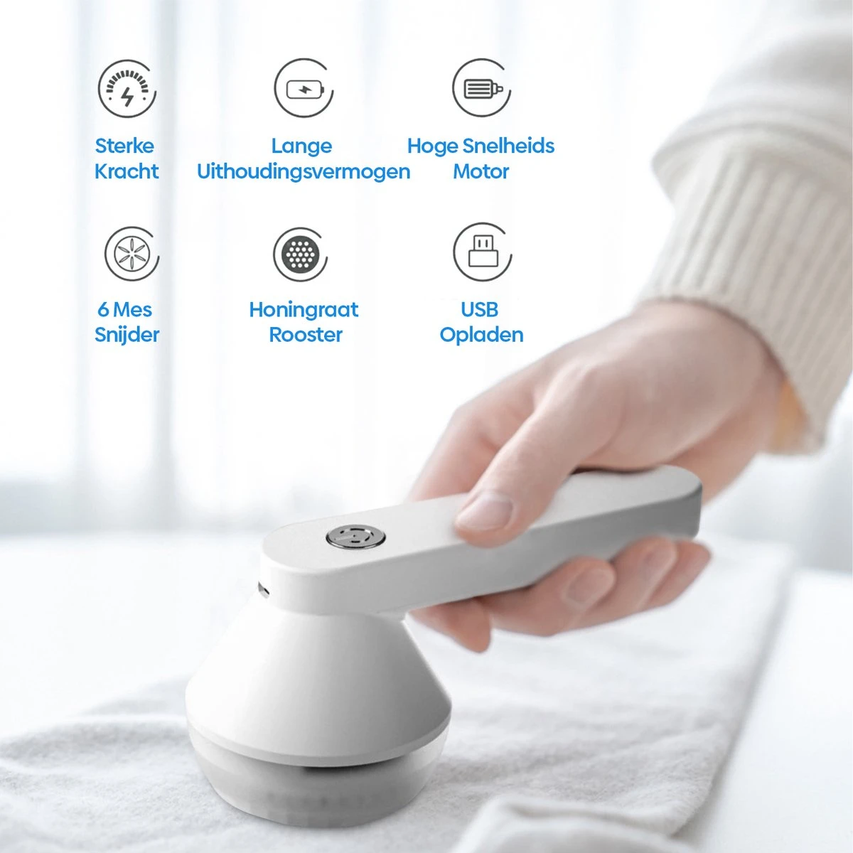 Revo Goods Elektrische Pluizenverwijderaar - Geschikt Voor Kleding En Meubels - Pluisjes - Oplaadbaar Pluizentondeuse - 3 Revo Goods Elektrische Pluizenverwijderaar - Geschikt Voor Kleding En Meubels - Pluisjes - Oplaadbaar Pluizentondeuse - - Afbeelding 3