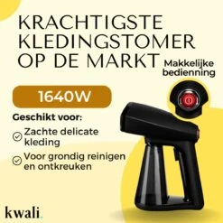 Kwali.® Premium Kledingstomer - Stomer/Stoomapparaat Kleding - Handstomer - Stoomreiniger Kleding - Kleding Stomer - 1640W -Leifheit Store 1200x1200 2432