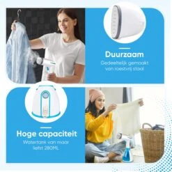 Kledingstomer - Handstomer Voor Kleding - Stoomstrijkijzer - Stomer - Stoomreiniger - 2 Opzetstukken - Blauw -Leifheit Store 1200x1200 2483