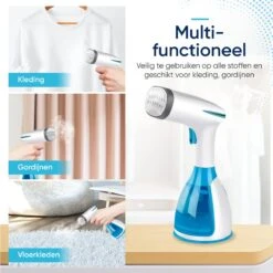 Kledingstomer - Handstomer Voor Kleding - Stoomstrijkijzer - Stomer - Stoomreiniger - 2 Opzetstukken - Blauw -Leifheit Store 1200x1200 2484